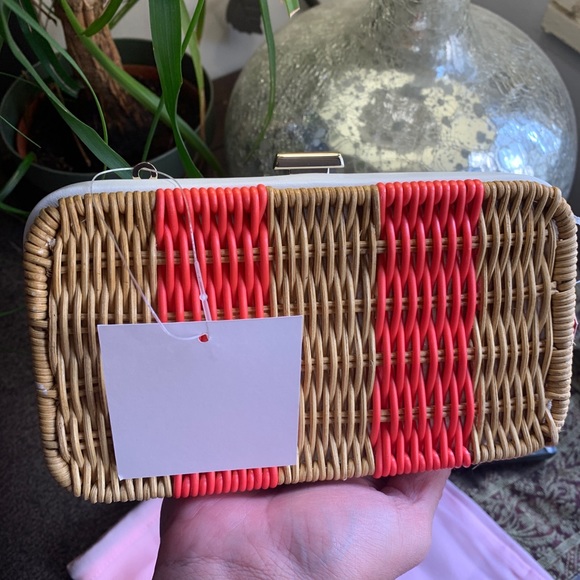 Authentic KATE SPADE Leather/Straw clutch/Crosby - Picture 3 of 16